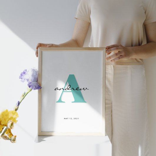 Initiaal Monogram Baby's kinderkamer Poster