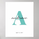 Initiaal Monogram Baby's kinderkamer Poster (Voorkant)