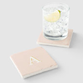Initiaal Monogram Blush Roze  marmer Stenen Onderzetter (Zijkant)