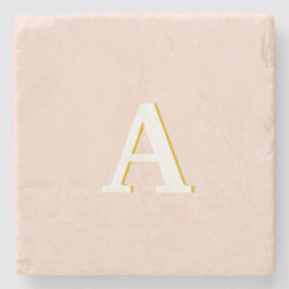 Initiaal Monogram Blush Roze  marmer Stenen Onderzetter
