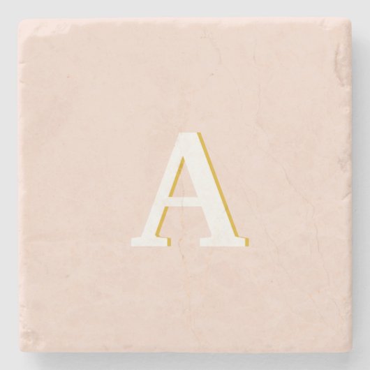 Initiaal Monogram Blush Roze  marmer Stenen Onderzetter (Voorkant)