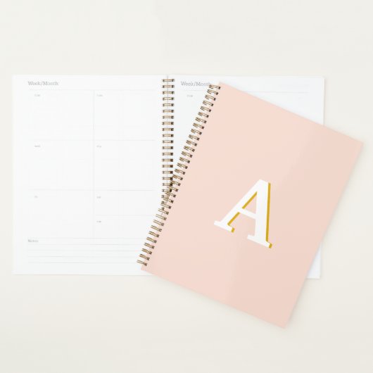 Initiaal Monogram Blush Roze  Typografie Pla Planner (Display)