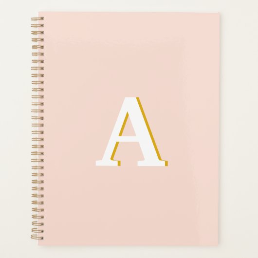 Initiaal Monogram Blush Roze  Typografie Pla Planner (Voorkant)