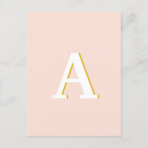 Initiaal Monogram Blush Roze Vintage Typografie Briefkaart
