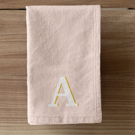 Initiaal Monogram Blush Roze Vintage Typografie Handdoek