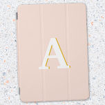Initiaal Monogram Blush Roze Vintage Typografie iPad Air Cover<br><div class="desc">Een eenvoudig minimalistisch initiaal met een  retro-typografie in wit met een gouden schaduw op een wazige roze achtergrond. De brief kan gemakkelijk worden aangepast om uw eigen monogram te creëer!</div>