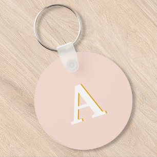 Initiaal Monogram Blush Roze Vintage Typografie Sleutelhanger