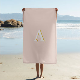 Initiaal Monogram Blush Roze Vintage Typografie Strandlaken