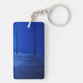 initiaal monogram boho blauw retro bos sleutelhanger (achterkant)