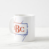 Initiaal Monogram bruin blauw Slagen A B C D Koffiemok (Voorkant links)