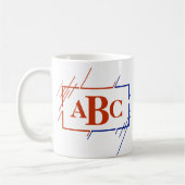 Initiaal Monogram bruin blauw Slagen A B C D Koffiemok (Links)