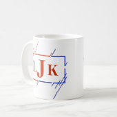 Initiaal Monogram bruin blauw Slagen I J K L Koffiemok (Voorkant links)