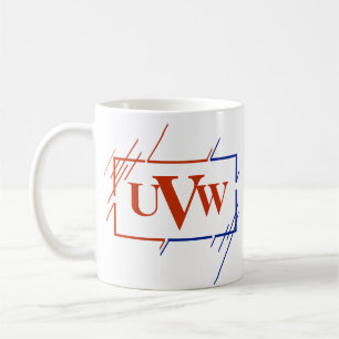 Initiaal Monogram bruin blauwe lijndikte U V W wij Koffiemok