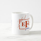 Initiaal Monogram bruin blauwe strepen E F H Koffiemok (Voorkant rechts)