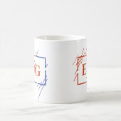 Initiaal Monogram bruin blauwe strepen E F H Koffiemok (Center)