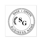 Initiaal Monogram Business Botanical Leave Round Zelfinktende Stempel (Design)