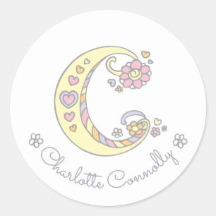 Initiaal monogram C aangepaste naam ID stickers