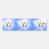 Initiaal Monogram C met Angel Wings, Halo Clouds Bumpersticker (Voorkant)