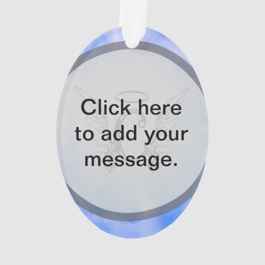 Initiaal Monogram C met Angel Wings, Halo Clouds Ornament (achterkant)