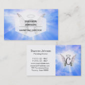 Initiaal Monogram C met Angel Wings, Halo Clouds Visitekaartje (Voorkant / Achterkant)