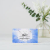 Initiaal Monogram C met Angel Wings, Halo Clouds Visitekaartje (Staand voorkant)