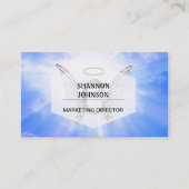 Initiaal Monogram C met Angel Wings, Halo Clouds Visitekaartje (Voorkant)