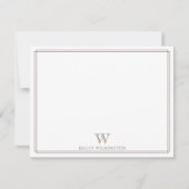 Initiaal Monogram Donkerbruine Rand Professioneel Notitiekaartje (Voorkant)