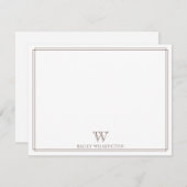 Initiaal Monogram Donkerbruine Rand Professioneel Notitiekaartje (Voorkant / Achterkant)