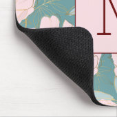 Initiaal monogram Elegant kleurig floreblauw Roze Muismat (Hoek)