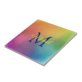 Initiaal Monogram elegante regenboogkleuren Modern Tegeltje (Zijkant)