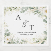 Initiaal Monogram Eucalyptus Botanicals Groeneleme Sparkling Wijnetiket (Enkel label)