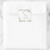 Initiaal Monogram Eucalyptus Botanicals Groeneleme Vierkante Sticker (Tas)