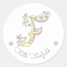 Initiaal monogram F aangepaste naam ID stickers