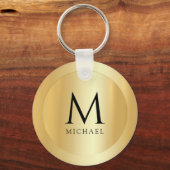 Initiaal Monogram Faux Gold Name Elegant Sjabloon Sleutelhanger (Voorkant)