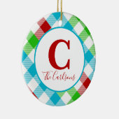 Initiaal Monogram Festive Pset Foto Keramisch Ornament (Rechts)
