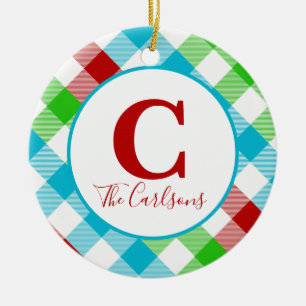 Initiaal Monogram Festive Pset Foto Keramisch Ornament