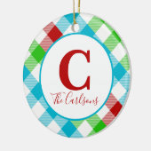 Initiaal Monogram Festive Pset Foto Keramisch Ornament (Links)