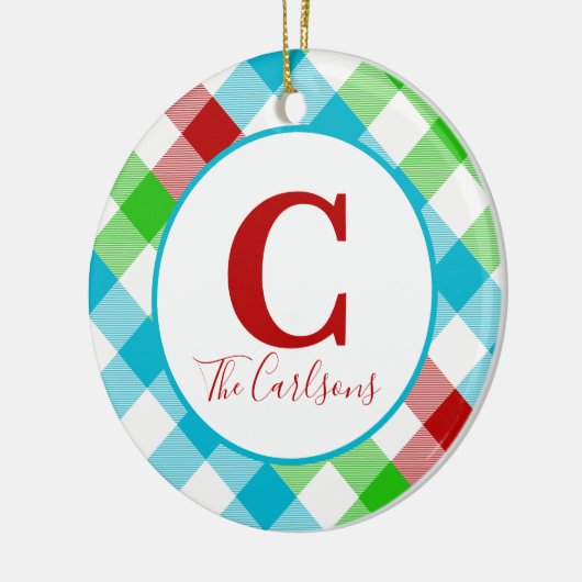 Initiaal Monogram Festive Pset Foto Keramisch Ornament (Links)