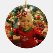 Initiaal Monogram Festive Pset Foto Keramisch Ornament (Achterkant)