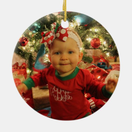 Initiaal Monogram Festive Pset Foto Keramisch Ornament (Achterkant)