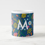 Initiaal monogram floraal Jumbo Mok<br><div class="desc">aangepast Initiaal Monogram jumbo mok,  florale Scandinavische  illustratie</div>