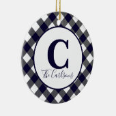 Initiaal Monogram Foto marinewitte buffelplaat Keramisch Ornament (Rechts)