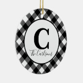 Initiaal Monogram Foto Zwart Witte Buffalo Speld Keramisch Ornament (Rechts)