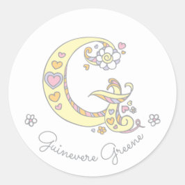 Initiaal monogram G aangepaste naam id naam sticke Ronde Sticker