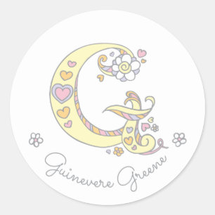 Initiaal monogram G aangepaste naam id naam sticke Ronde Sticker