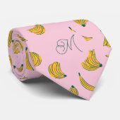 Initiaal Monogram Geel en Roze Banaan Stropdas (Opgerold)