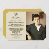 Initiaal Monogram Geel Goud Afstuderen Kaart (Voorkant / Achterkant)