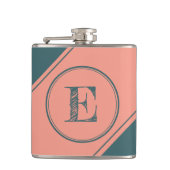 Initiaal Monogram Geometrisch Diagonaal Groen Heupfles (Voorkant)