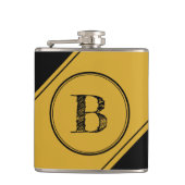 Initiaal Monogram Geometrisch Diagonaal Zwart goud Heupfles (Voorkant)