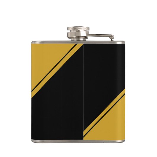 Initiaal Monogram Geometrisch Diagonaal Zwart goud Heupfles (Achterkant)